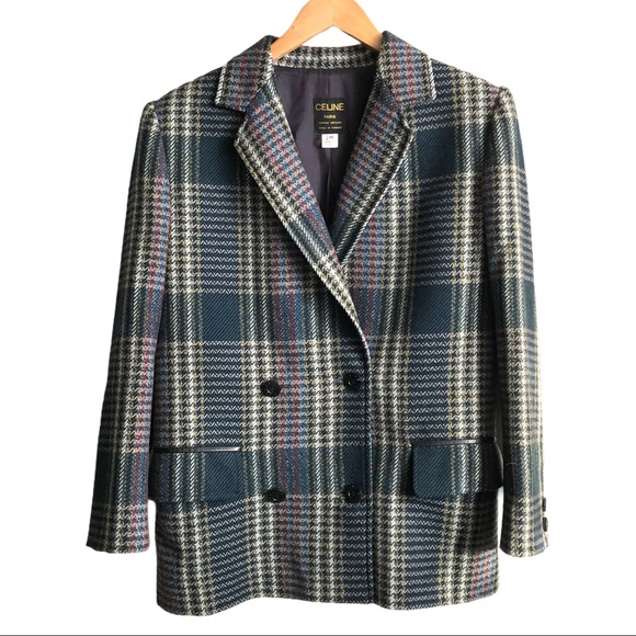 Celine Jackets & Blazers - Celine Vintage Plaid Multicolor Blazer Jacket